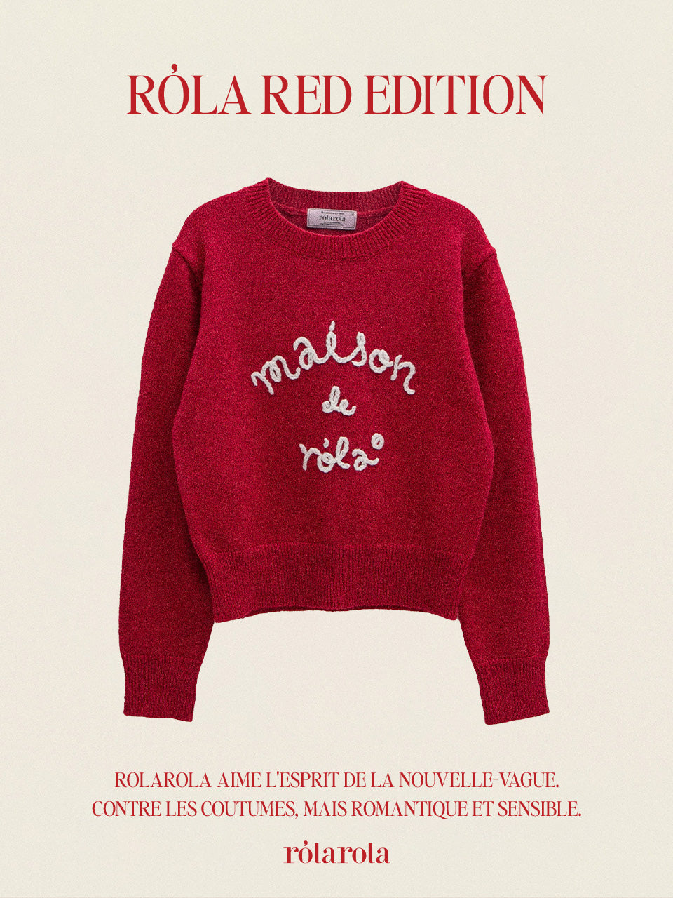 MAISON DE ROLA EMBROIDERY KNIT RED (Preorder)