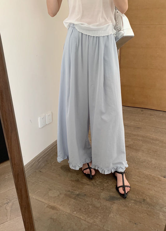 Kelly Designs Linen Lace Wide-Leg Blue Pants (Instock)