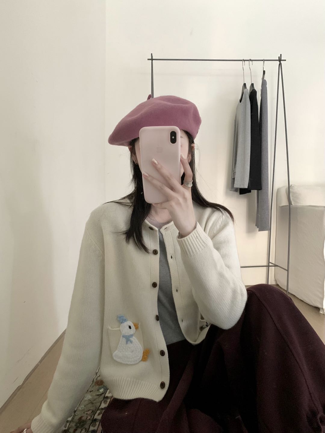 Kelly Designs Embroidery Cartoons Three Colors Wool Cardigan (Instock)