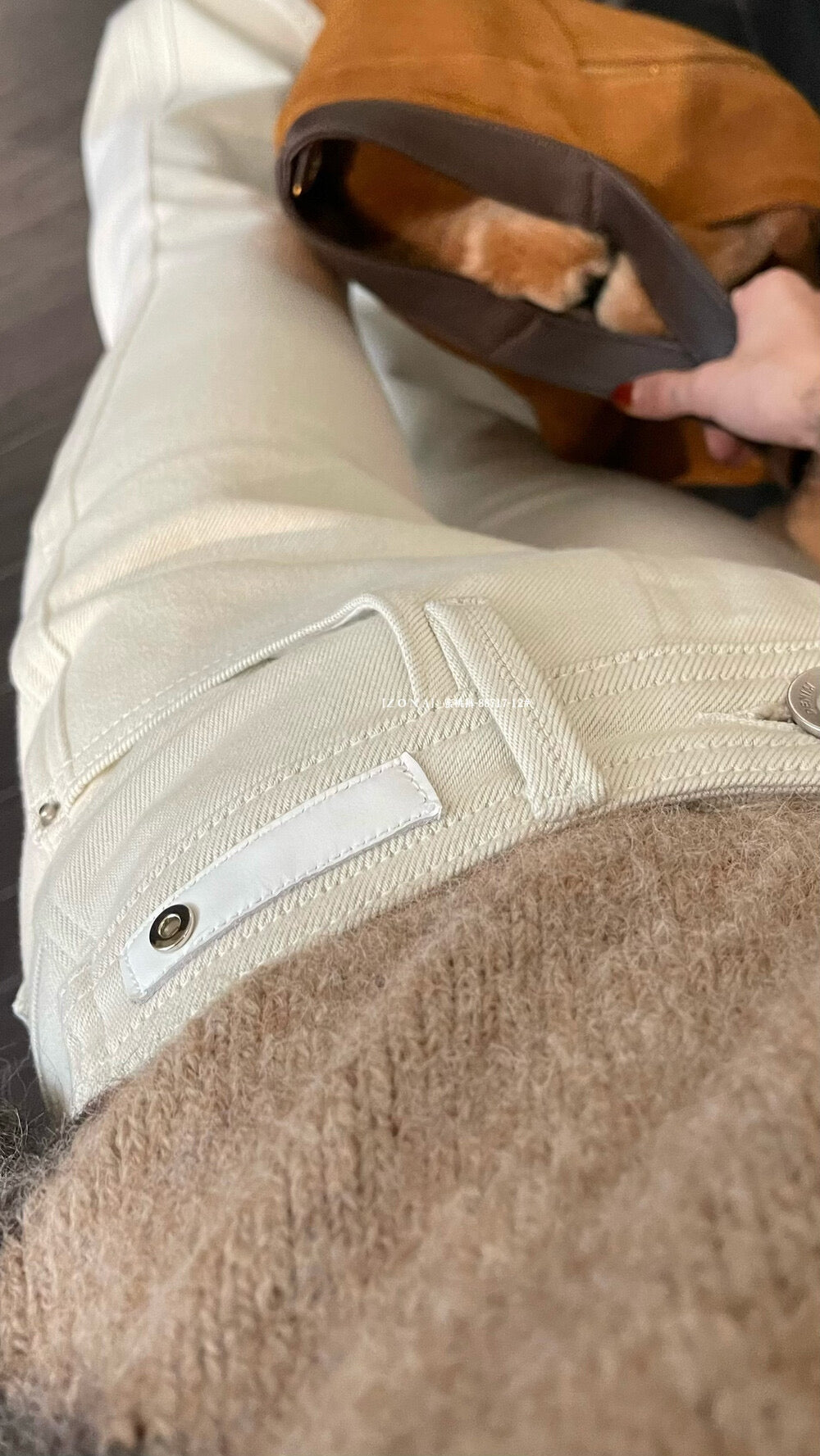 Kelly Designs Fleece-Lined Denim Flare Beige Jeans (Instock)