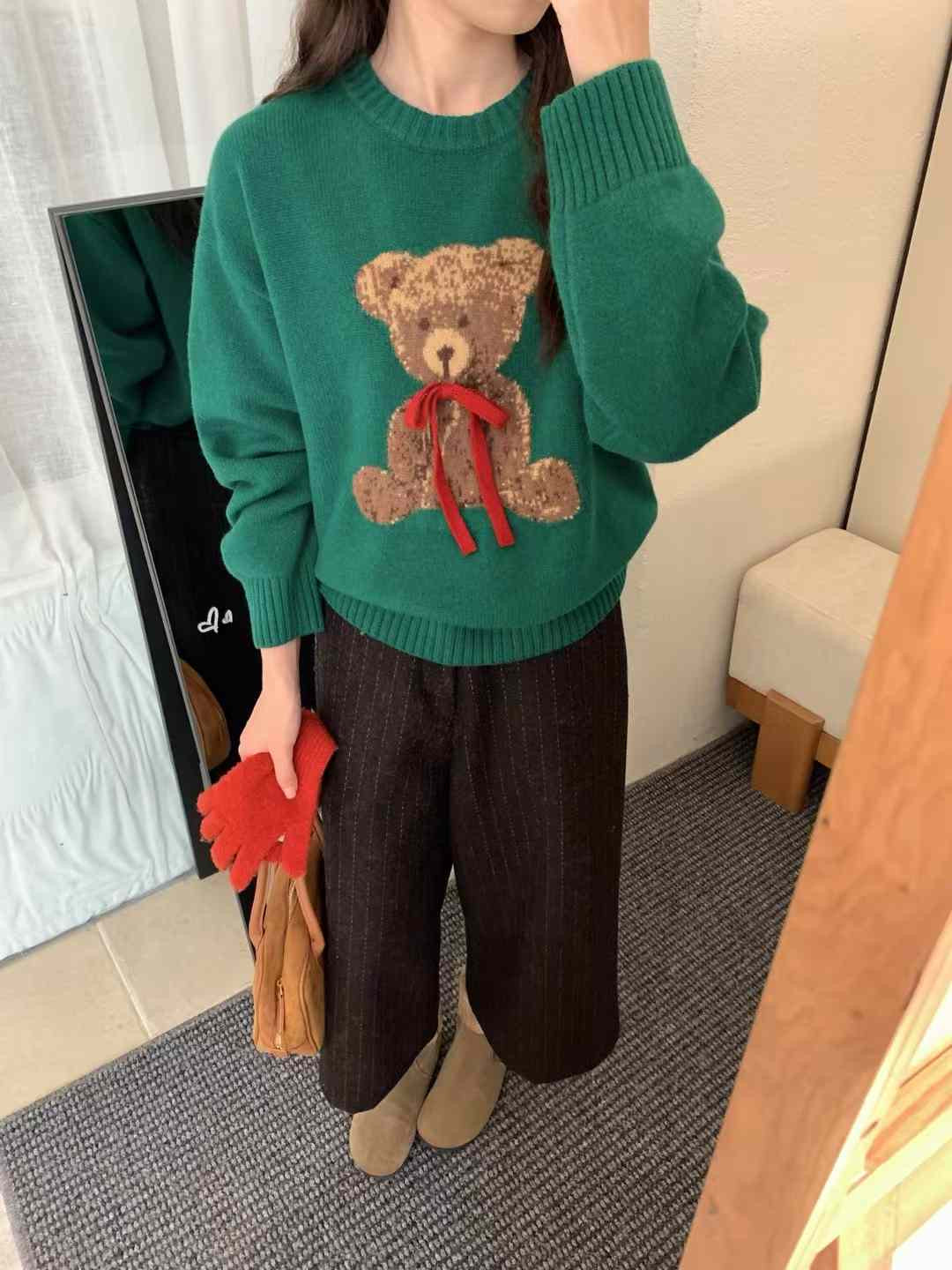 Kelly Designs Bear Green Wool Sweatshirt (Instock)