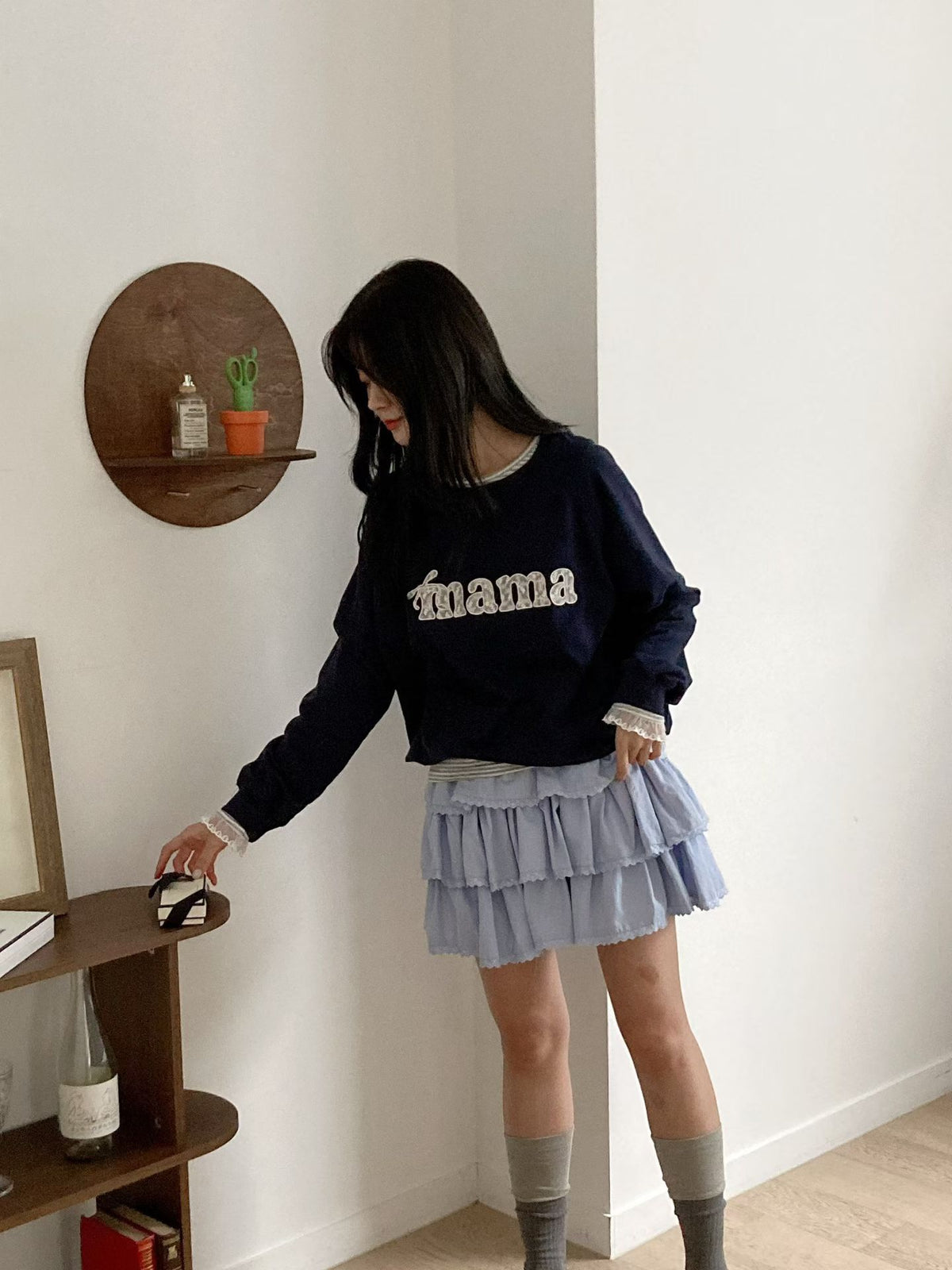 Korean Collection Mami Lace-Trim Sweatshirt (Instock)