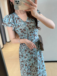 Kelly Designs Mulberry Silk Floral Maxi Dress – Sleeveless V-Neck Bias Cut Dress (Instock)