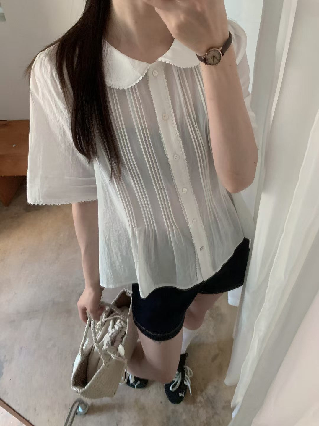 Kelly Designs White Shirt & Denim Shorts (Instock)