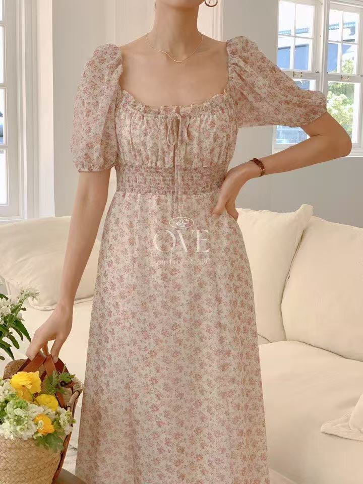 Korean APM Collection Beige Flower Dress (Instock)