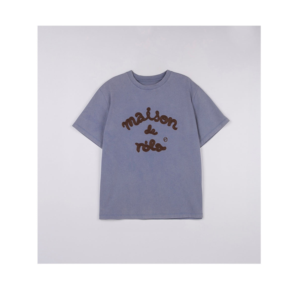 Rolarola MAISON DE ROLA EMBROIDERY PIGMENT LOOSE FIT T-SHIRT BLUE (Instock)