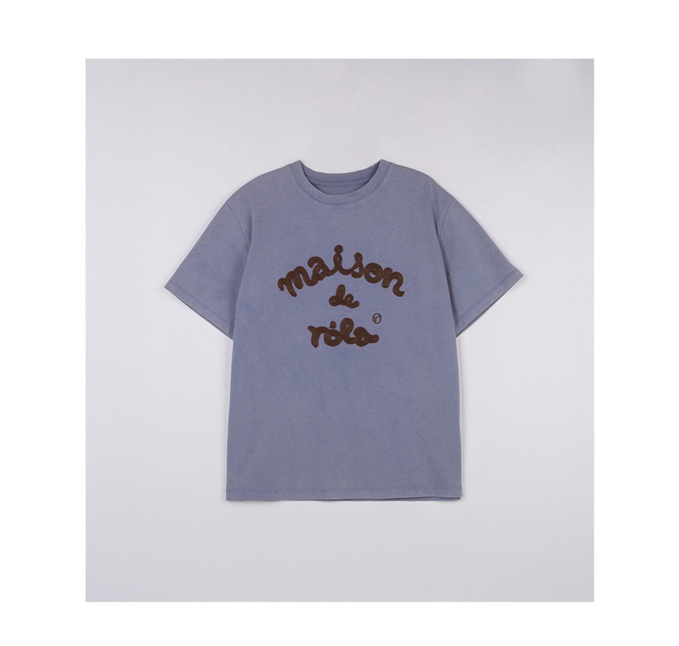 Rolarola MAISON DE ROLA EMBROIDERY PIGMENT LOOSE FIT T-SHIRT BLUE (Instock)