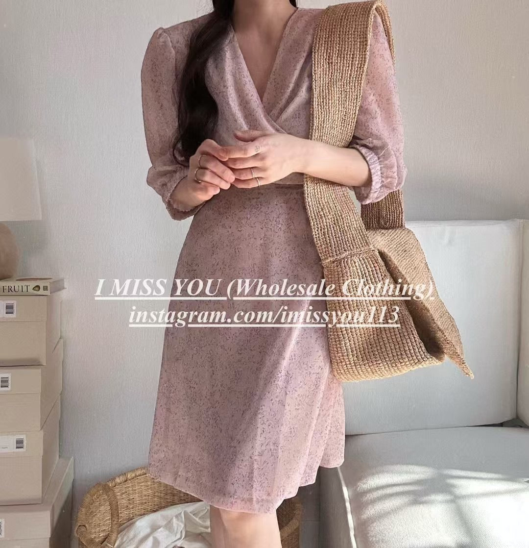 Korean APM Collection I Miss You Pink Mid Dress (Instock)