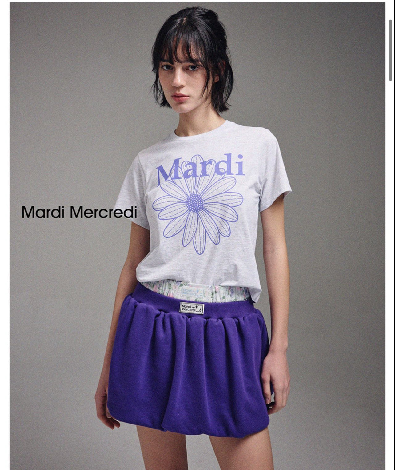 Mardi Mercredi SLIM TSHIRT FLOWERMARDI_HEATHER PURPLE(Preorder)