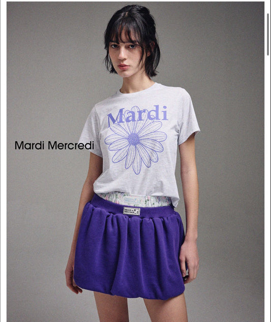 Mardi Mercredi SLIM TSHIRT FLOWERMARDI_HEATHER PURPLE(Preorder)
