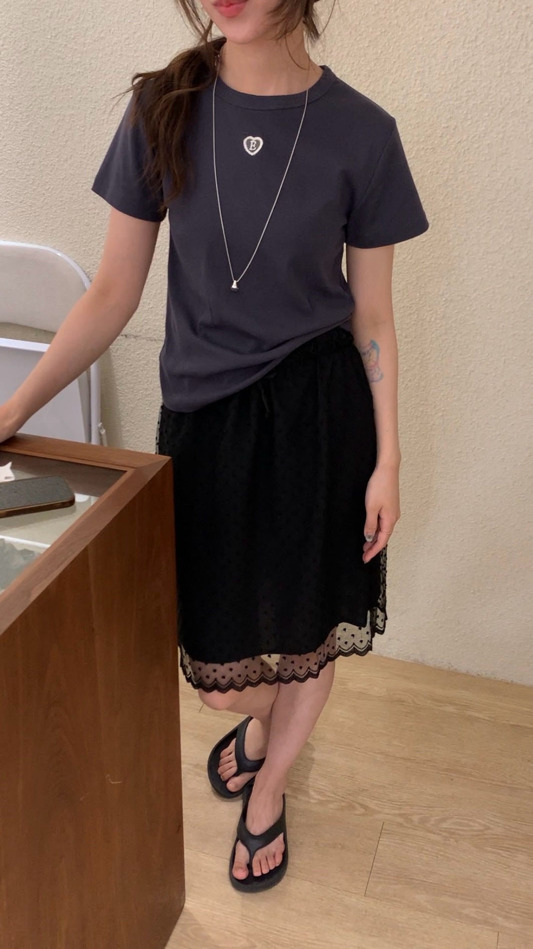 Korean APM Collection Lace  Heart Tshirt- 2 Colors (Instock)
