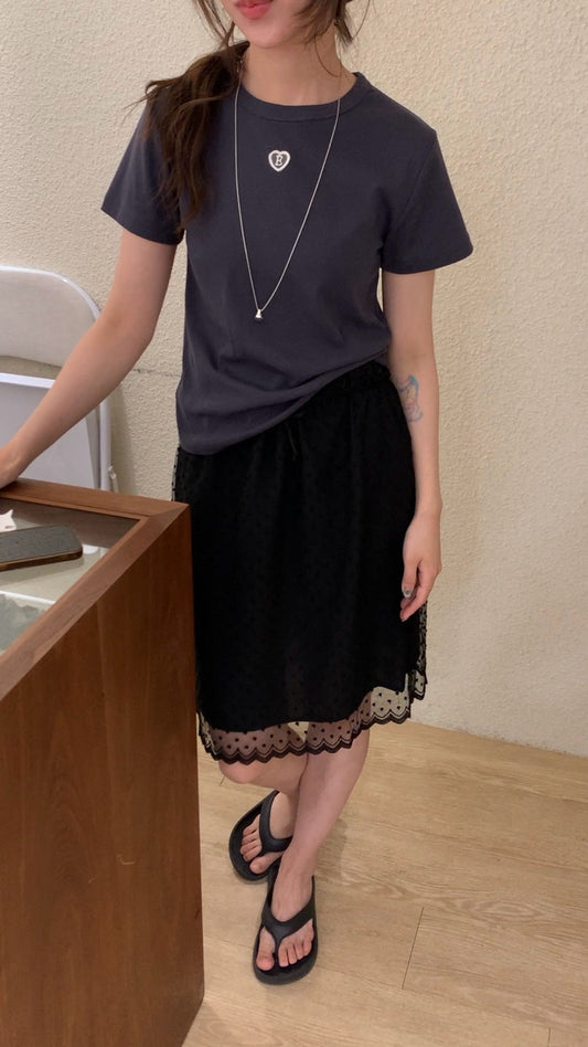 Korean APM Collection Lace  Heart Tshirt- 2 Colors (Instock)