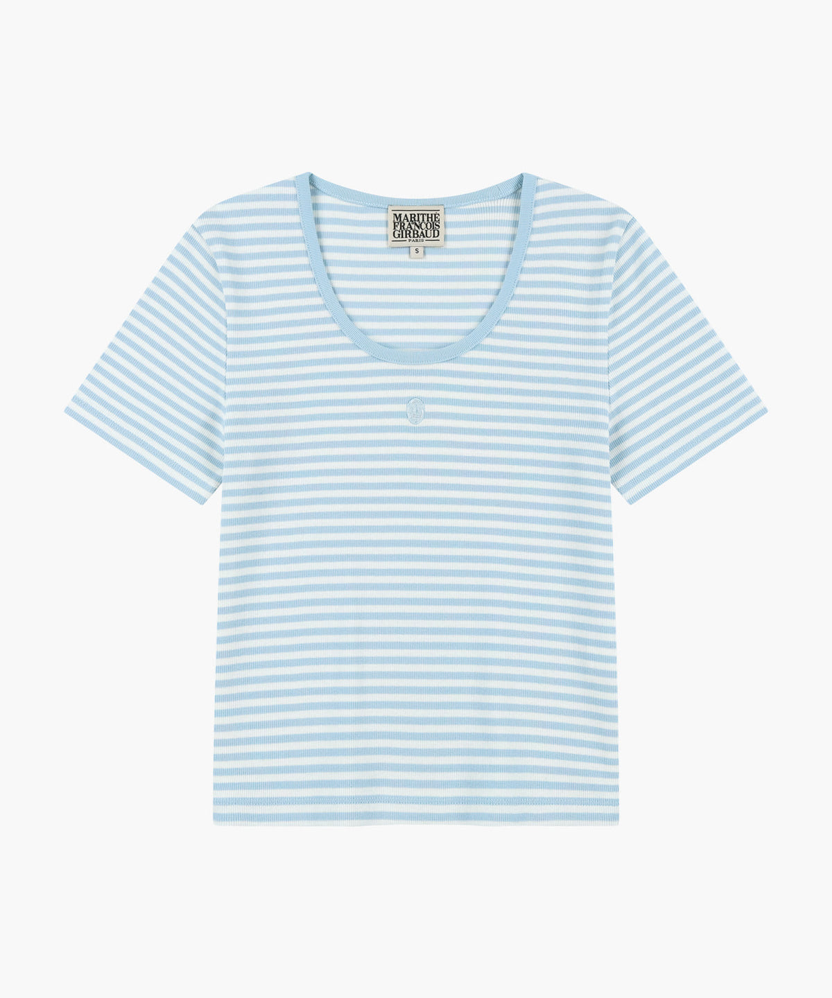 Marithe W T-SHIRT RINGER COL V Profond Bleu Ciel (En stock)