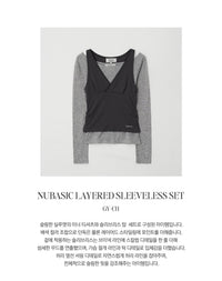 Rolarola Nubasic Layered Sleevesless SET GY+CH (Instock)