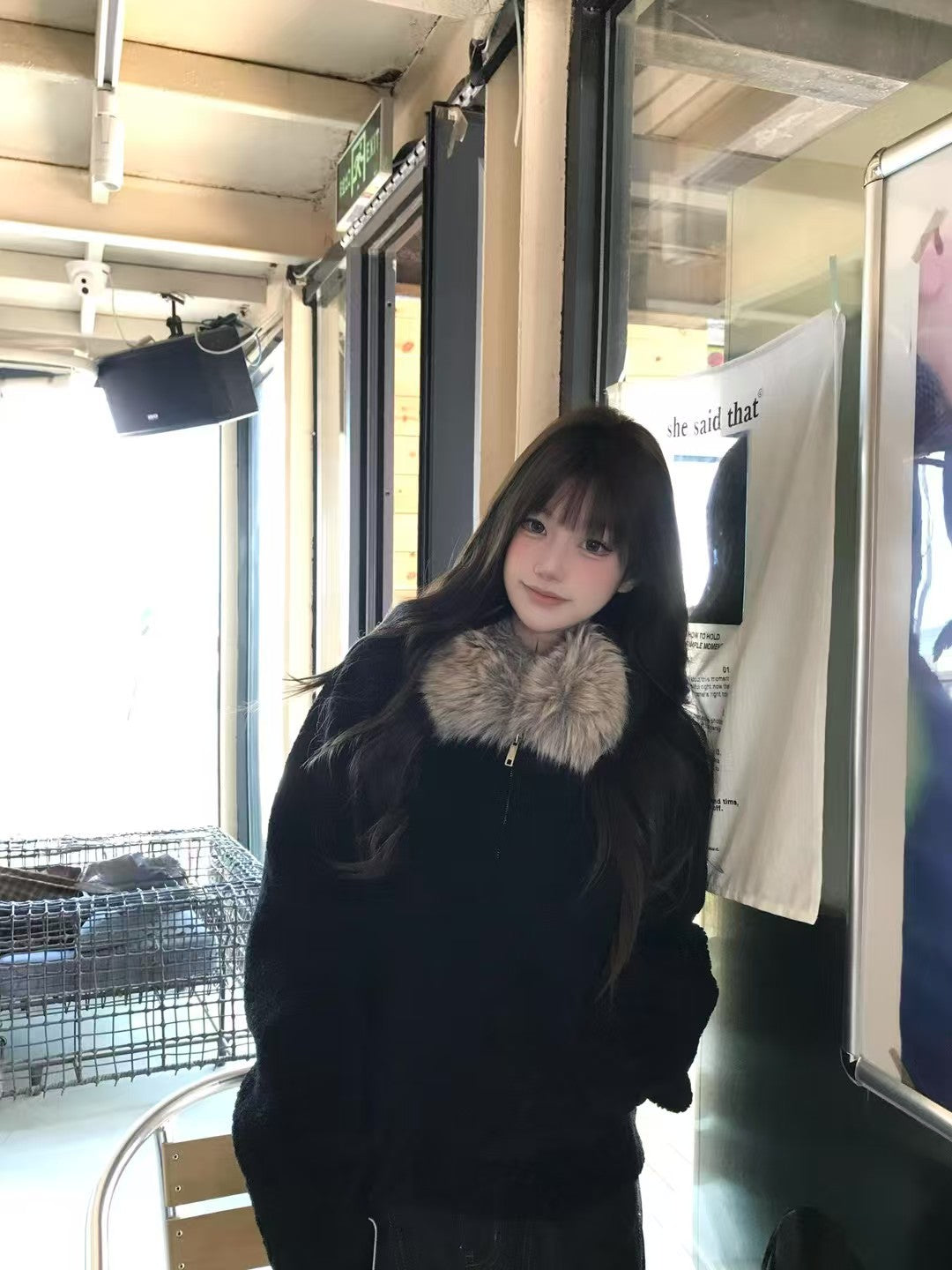 Kelly Designs Eco-Fur Cropped Jacket with Plush Collar – Soft, Warm & Chic (1-2 weeks)