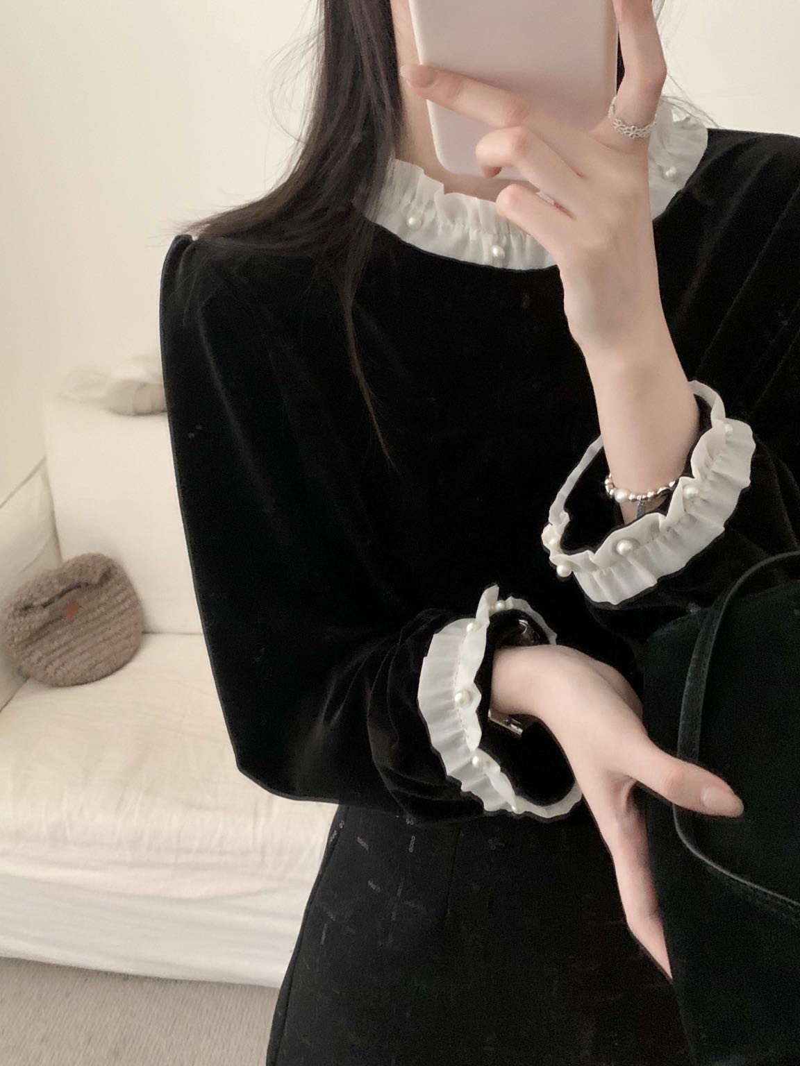 Kelly Designs Velvet Ruffle Trim Top(Instock)
