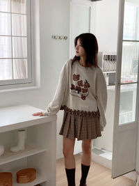 Korean Collection Bear Ruffle Hem Sweatshirt - 2 Colors (Instock)