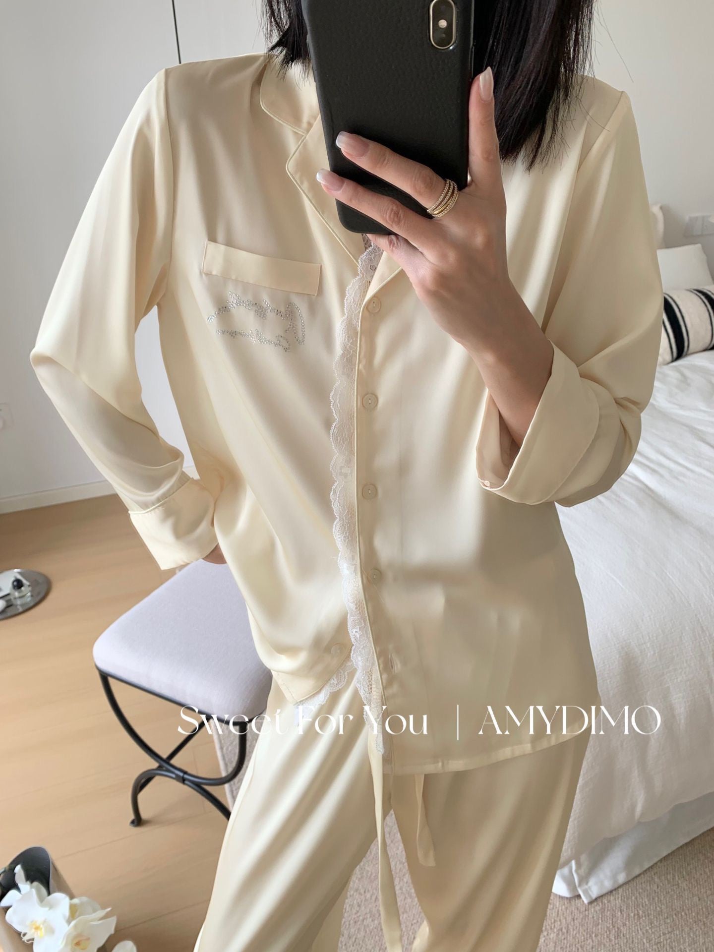 Amydimo Yellow Lace Female Pajama(Preorder)