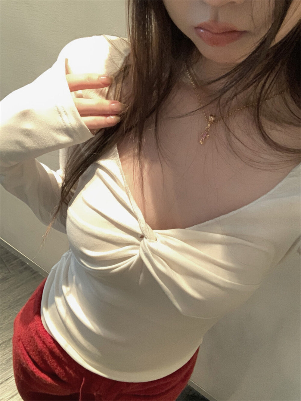 Kelly Designs Twist-Front V-Neck Slim Fit Base Top – Soft & Flattering (Instock)