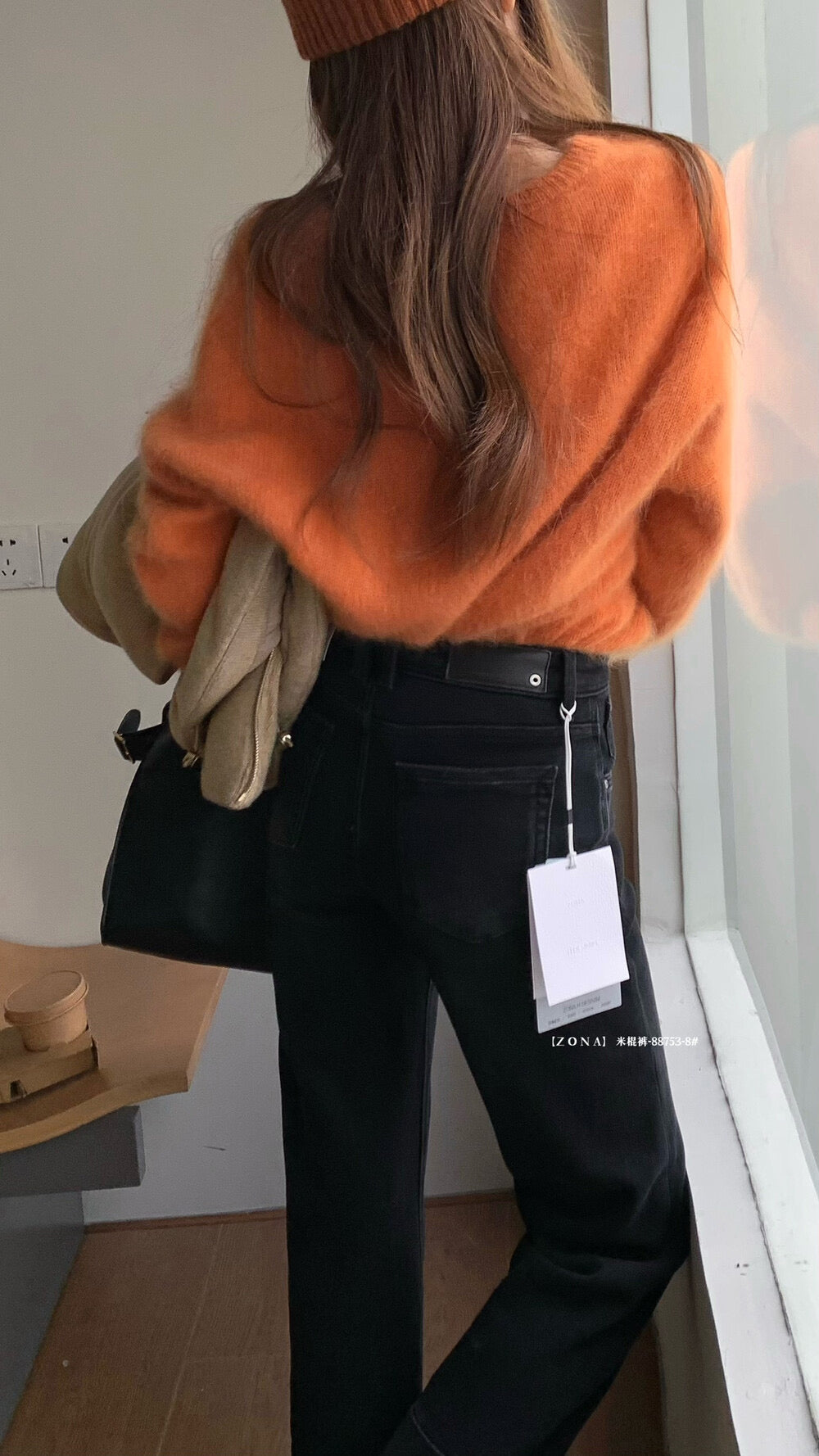 Kelly Designs Fleece-Lined Straight Denim Black Pants(Instock)