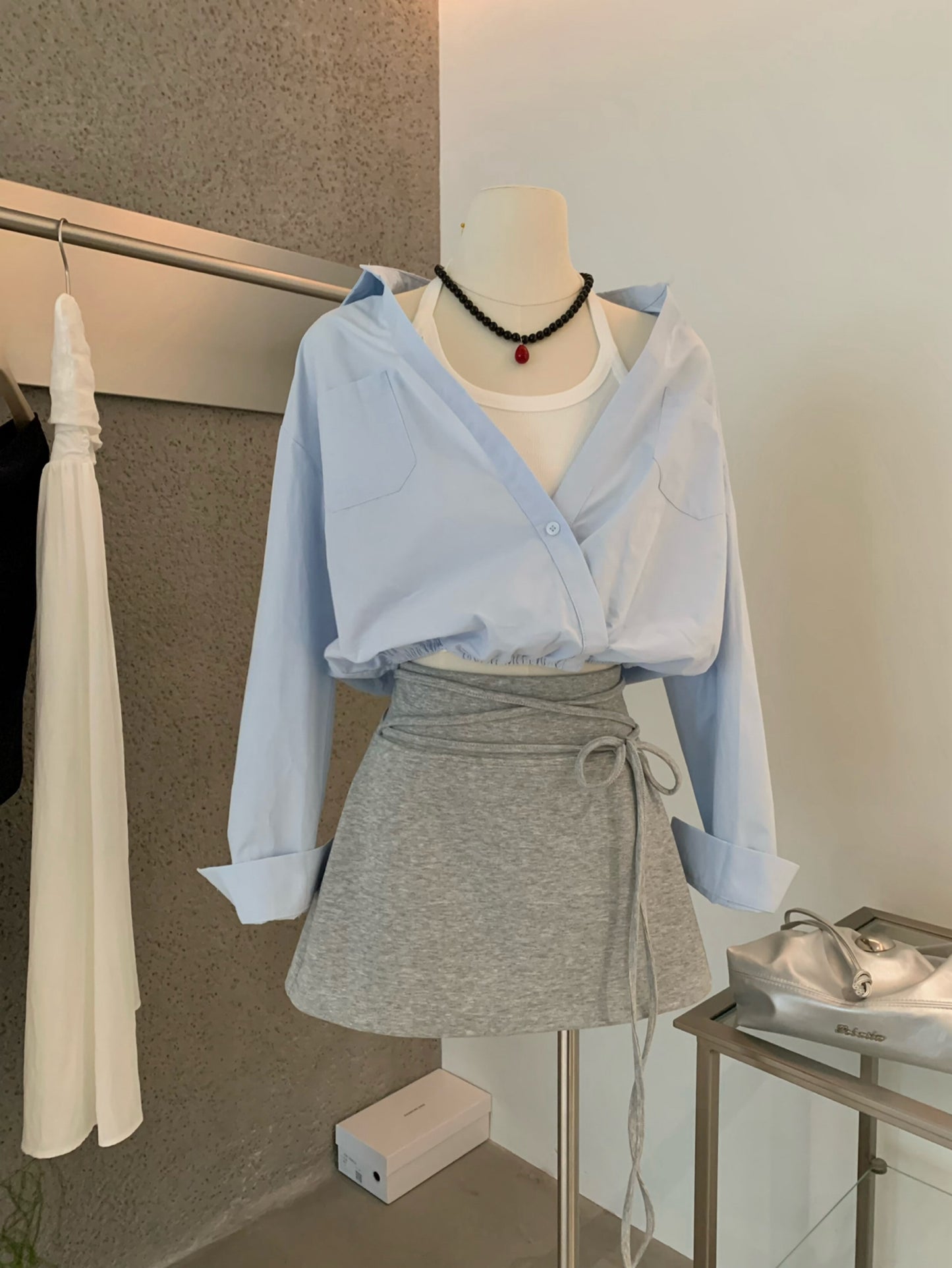 Kelly Designs 2-Piece Casual Set – Fake 2Pcs Shirt, & Mini Skirt (Instock)