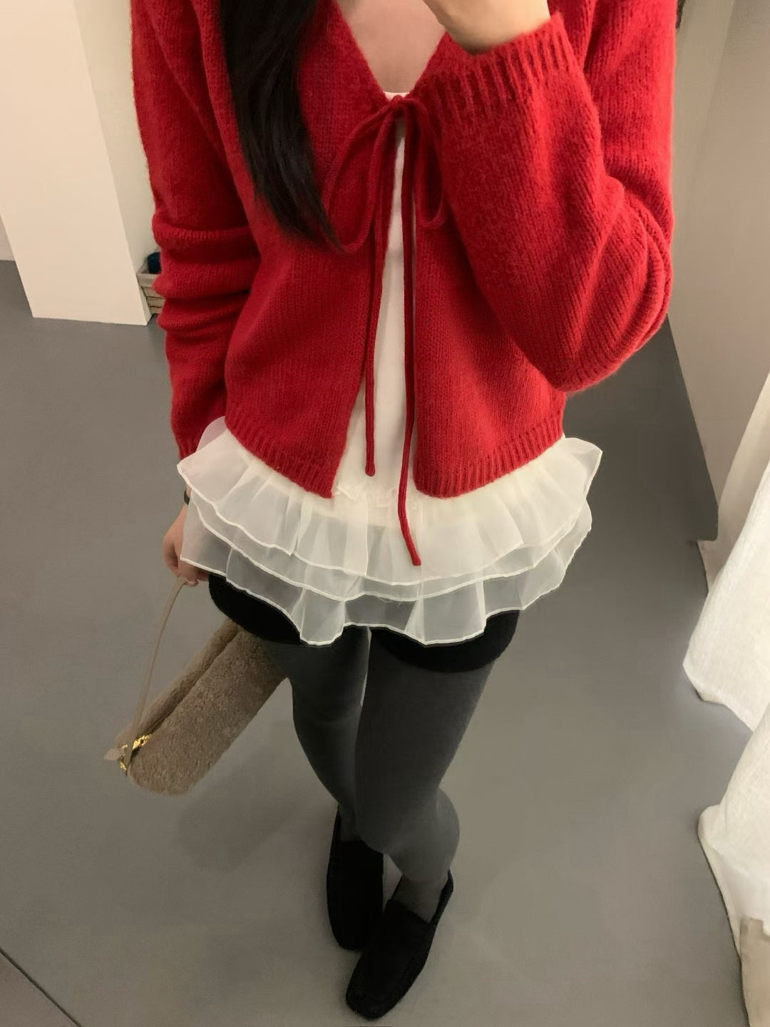 Kelly Designs 2Pcs Red Cardigan and inner tank top Set (Instock)