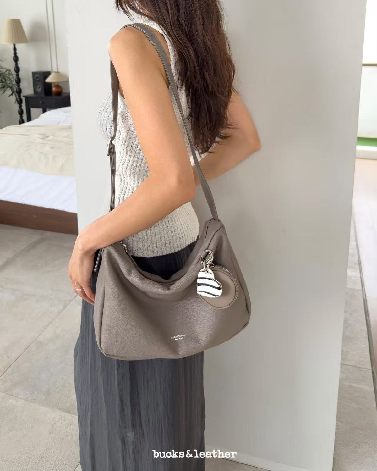 Korean APM Collection BUCKS&LEATHER Leather Bag - 2 ways strap (Preorder)