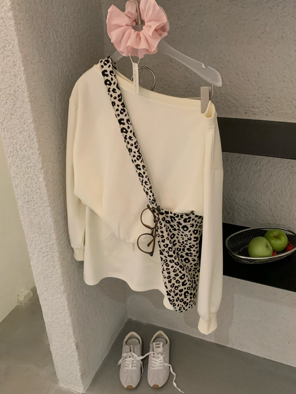Kelly Designs Off-Shoulder Sweatshirt & Shorts Set - Purple/Beige (Instock)