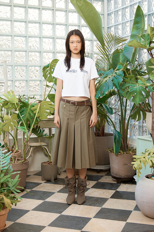 MATIN KIM LOGO THREAD POINT CROP TOP IN WHITE (Instock)