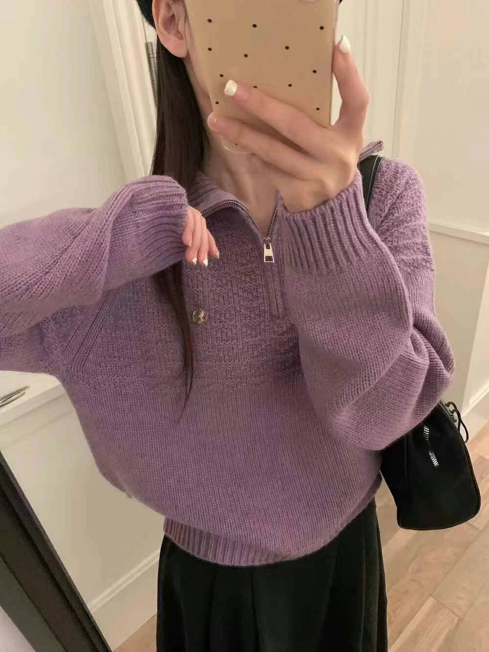 Kelly Designs Purple Half Zip up Sweatshirt (Instock)