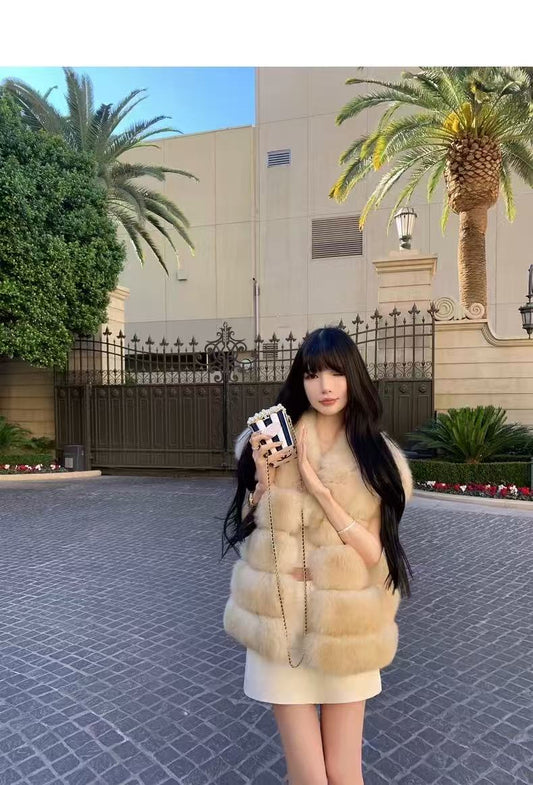 Kelly Designs Fox Fur Vest 2 colors Jacket (Instock)