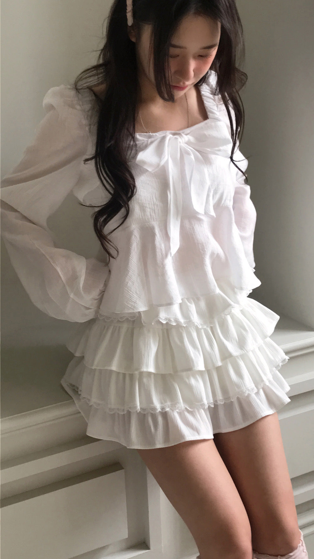 Korean Brand Day Layer Black & White Skirt (Preorder)