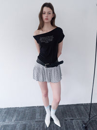 Rolarola LETTERING DRAPE OFF SHOULDER T-SHIRT BLACK (Instock)