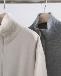 Korean APM Collection Ounce Wool Blend Zip-Up Knit Jacket – Grey (Preorder 3-4weeks)