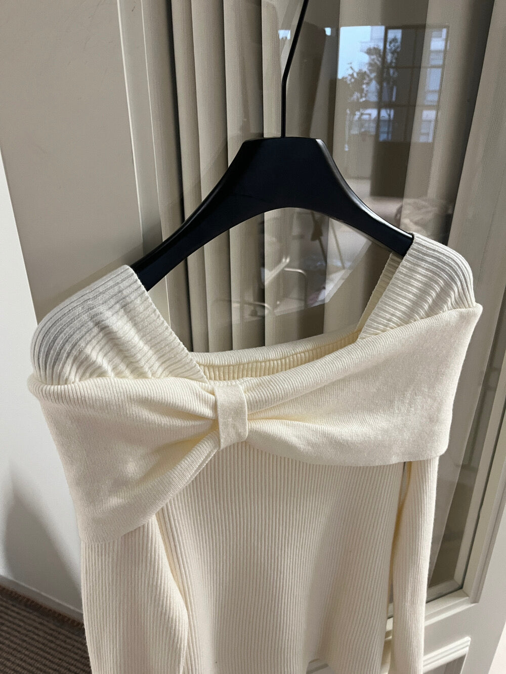 Kelly Designs French-Style Off-Shoulder Ribbed Knit Top – Soft & Fitted (Instock)