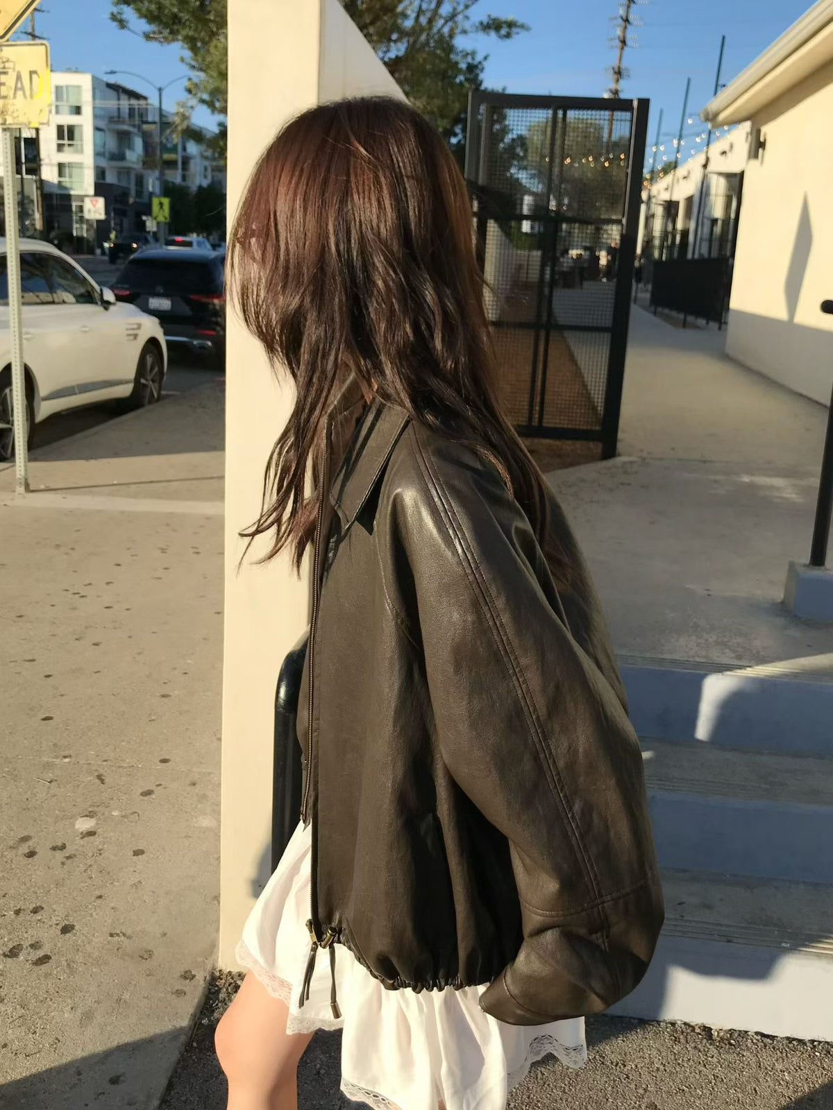 Korean Faux Leather Zip-Up Jacket – Brown (Instock)