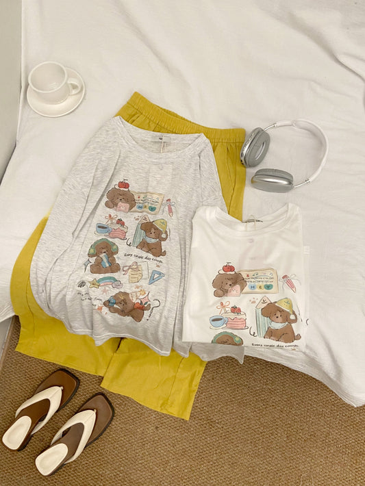Kelly Designs Two Colors Kawaii Dog Sun Shirt – Long Sleeve (Instock)