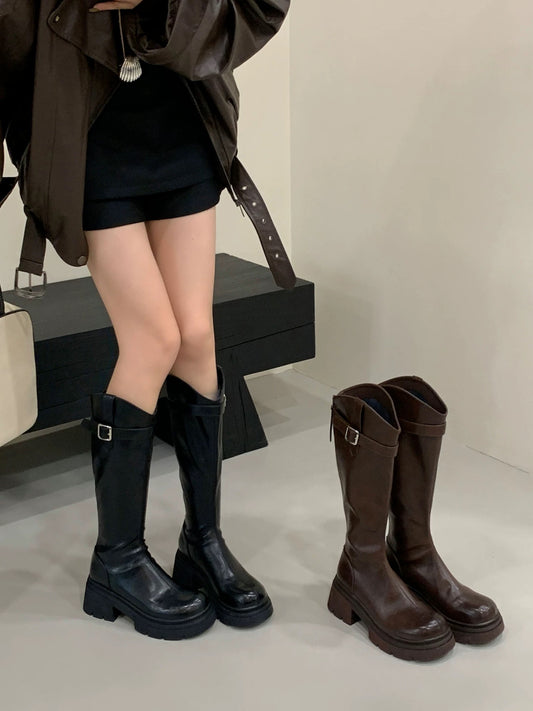 Kelly Designs Buckle Strap Knee-High Platform Boots (2 Colors) (Instock)