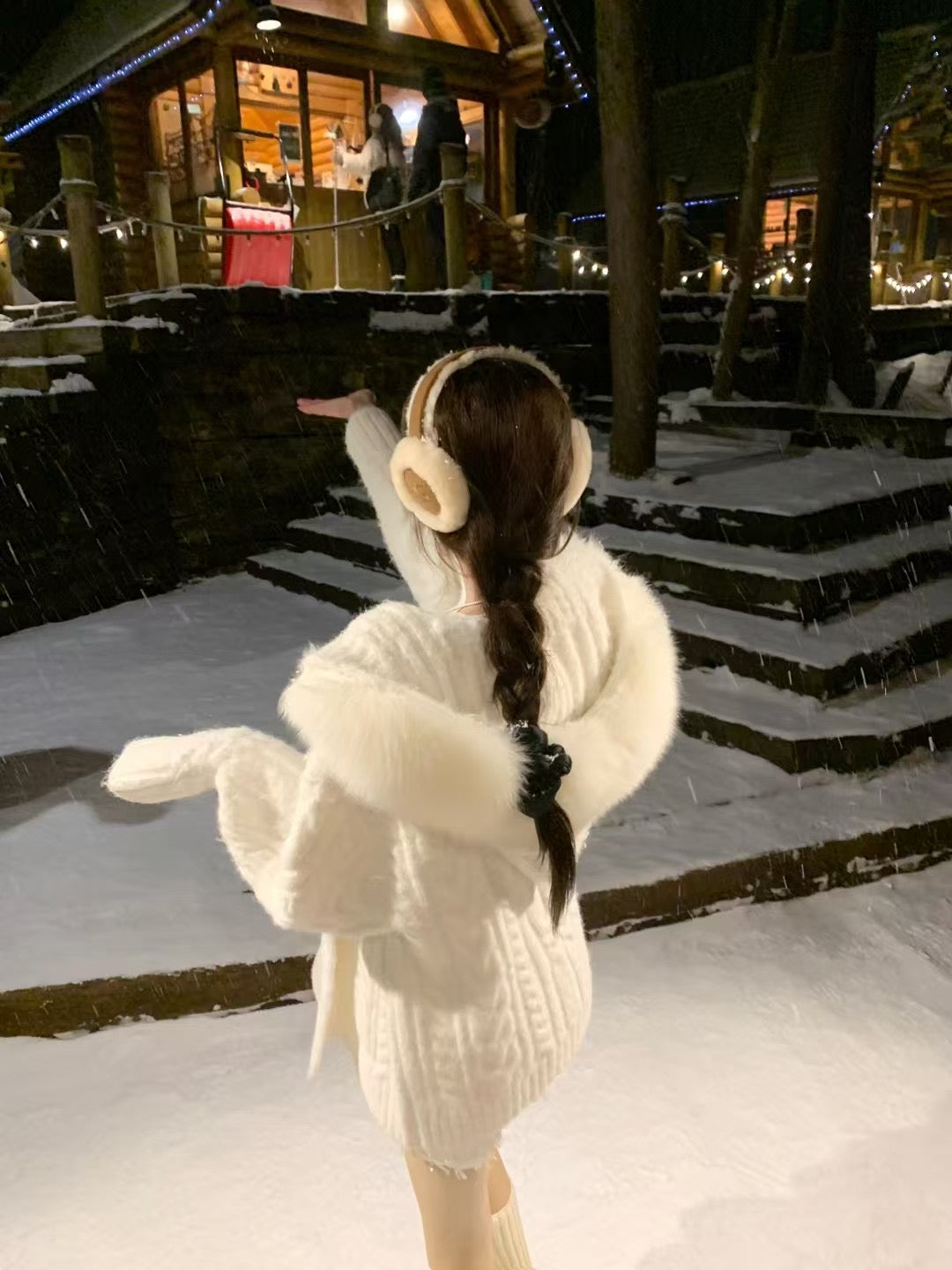 Kelly Designs Fox Fur White Mid Length Cardigan (Instock)