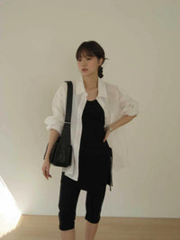 Korean APM Collection Elasticty Black Mid Pants Set (Instock)