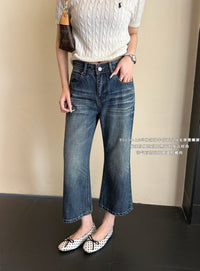 Kelly Designs Vintage Wash Wide Leg Cropped Jeans (Instock)