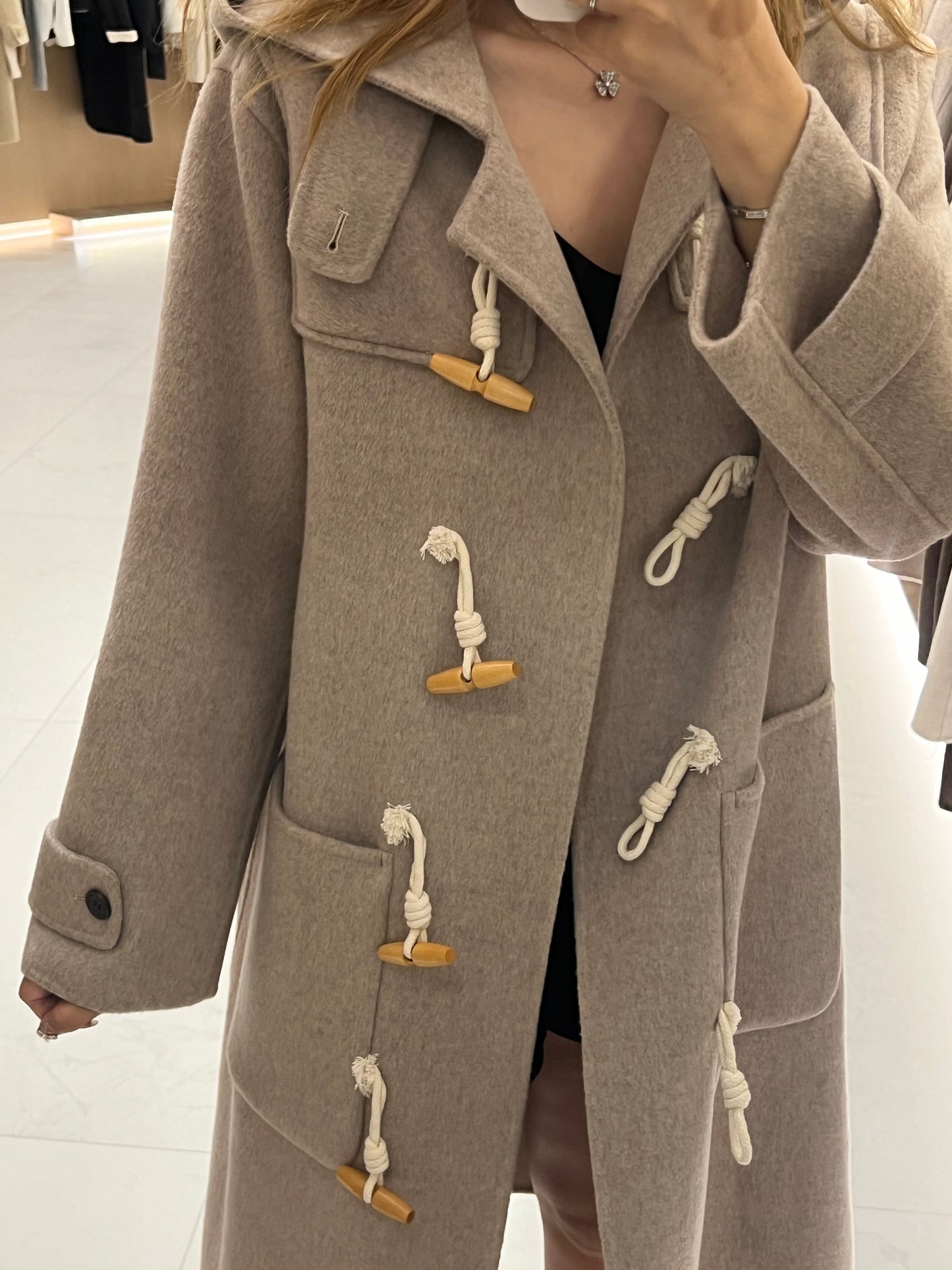 Kelly Designs Wool Horn Buckle Oatmeal Coat (Instock)