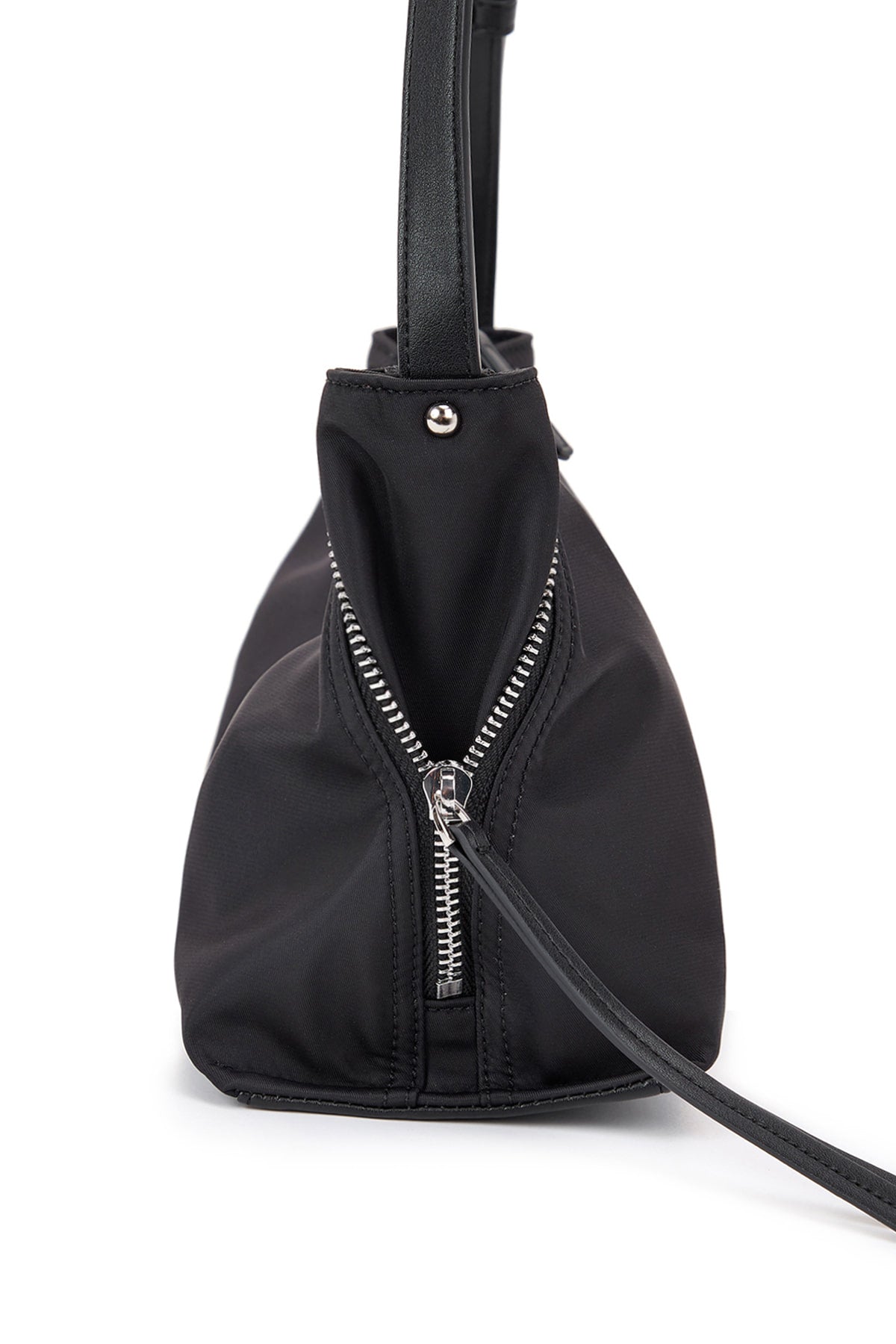 Matin Kim SIDE ZIPPER FABRIC TWO WAY BAG IN BLACK (instock