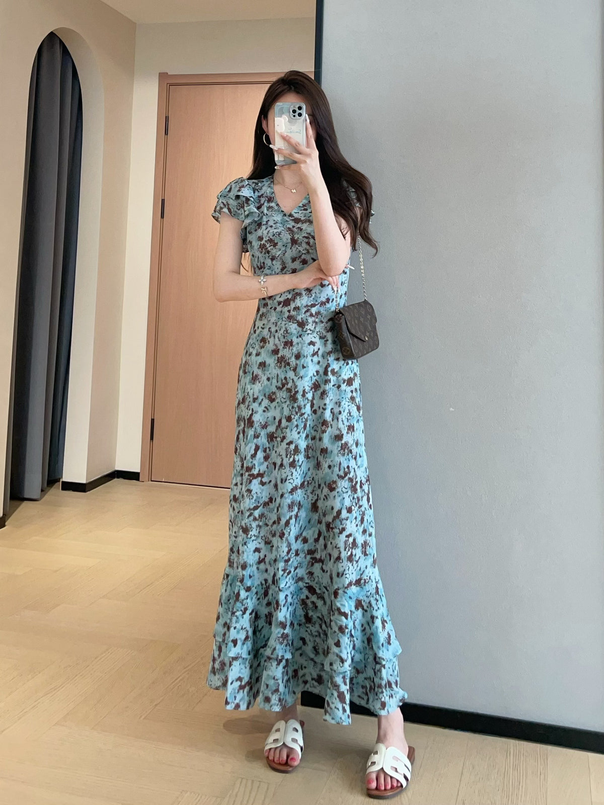 Kelly Designs Mulberry Silk Floral Maxi Dress – Sleeveless V-Neck Bias Cut Dress (Instock)