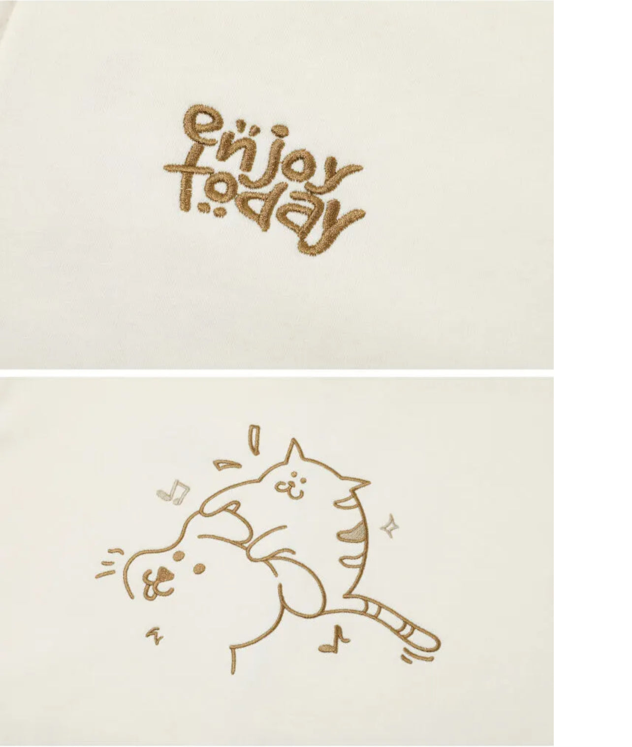 Korean Collection Enjoy Cat Zip Up Oversize Beige Hoodie (Instock）