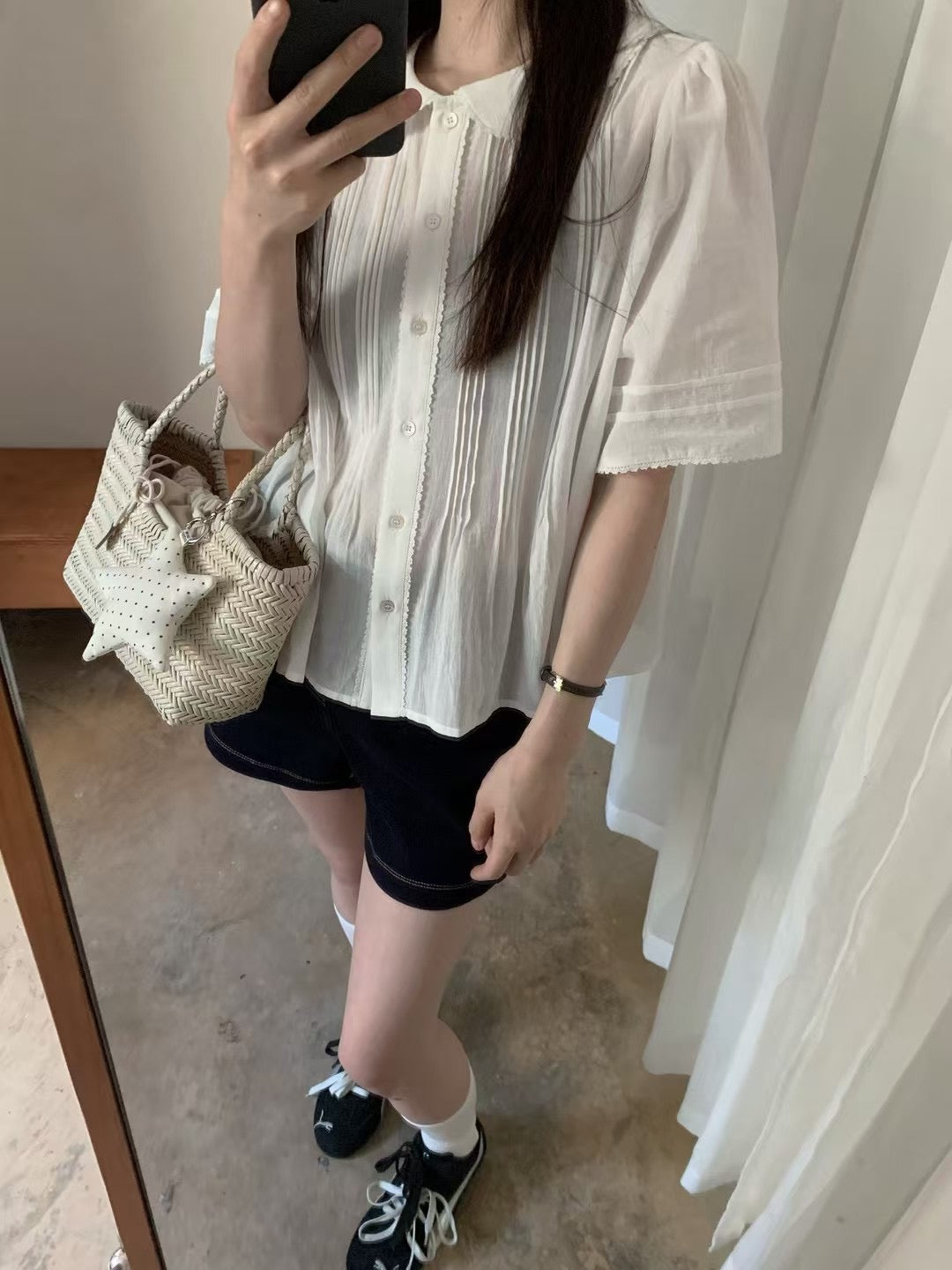 Kelly Designs White Shirt & Denim Shorts (Instock)