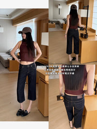 Kelly Designs Vintage Contrast Stitch Cropped Jeans (Instock)