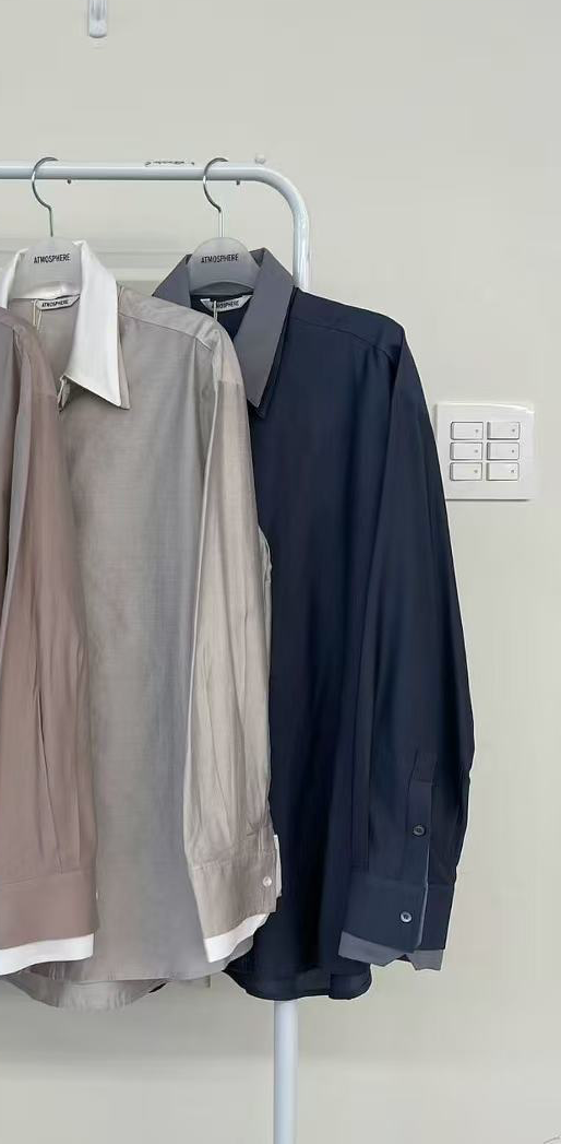 Korean Collection | Contrast Collar Sheer Button-Up Shirt (Instock)