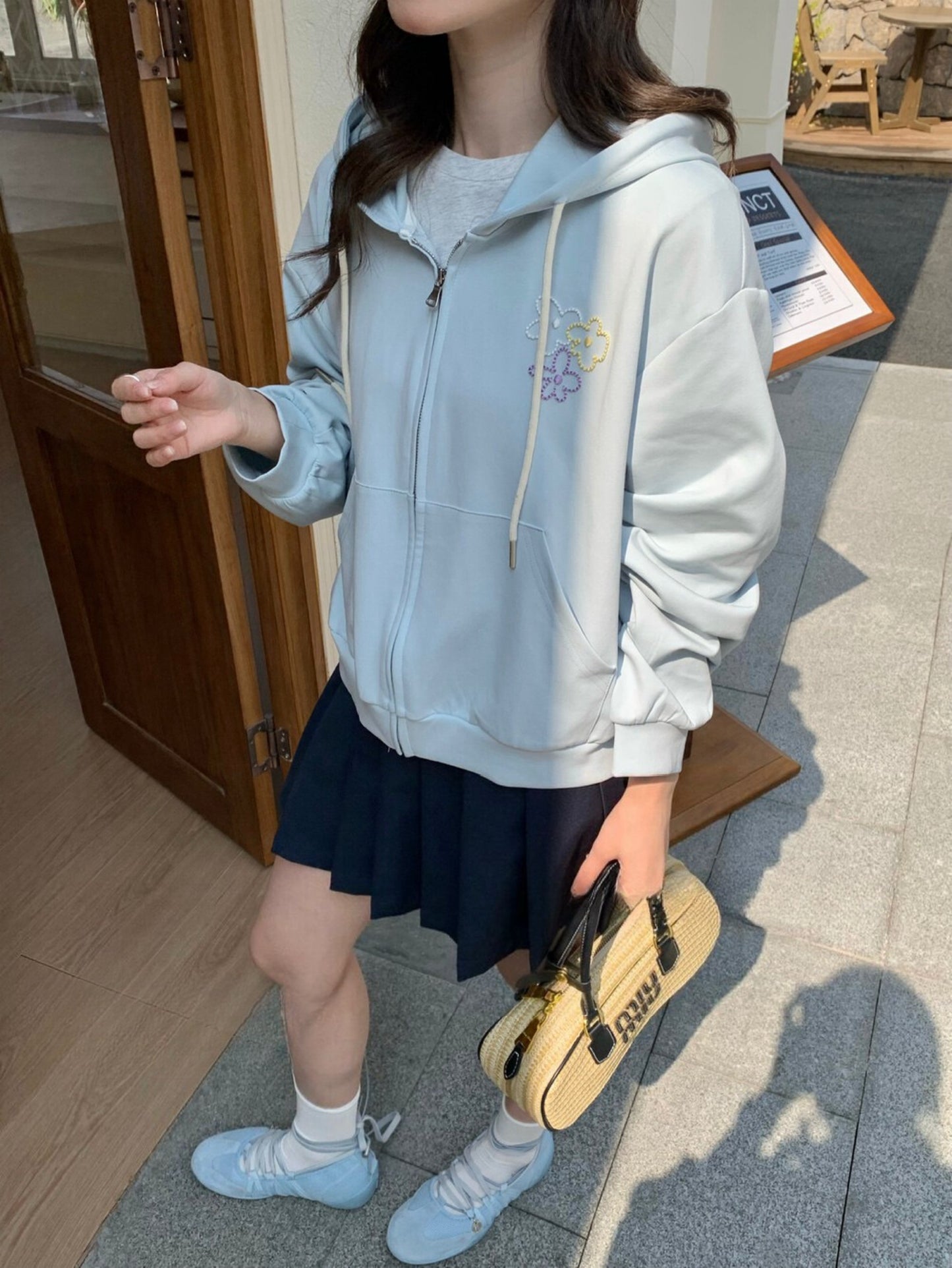 Kelly Designs Cute Embroidery Zip Hoodie – 3 Colors (Instock)