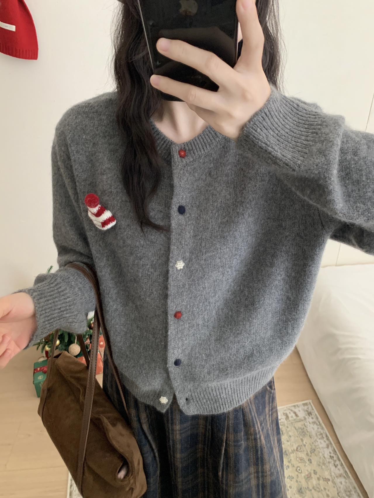 Kelly Designs Holiday Snow Hat Wool Cardigan – Limited Christmas Edition (Instock)